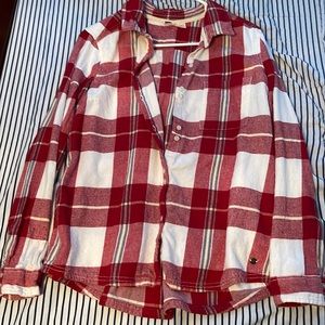 Button down long sleeve plaid shirt